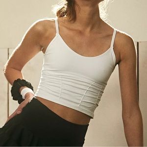 NWOT Free People White Good Karma Ruched Crop Tank
